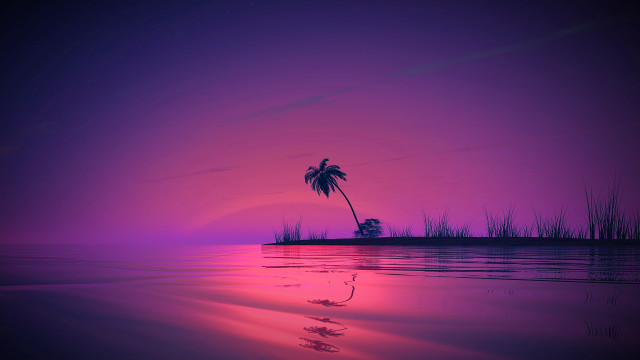 Palm tree silhouette purple sunset #4 free wallpaper for desktop - medium preview image