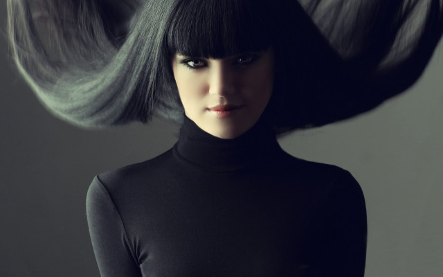 Gothic fashion black bangs portrait free wallpaper for desktop - medium preview image