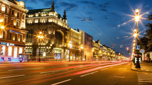 City street night lights ferris free wallpaper for desktop - medium preview image