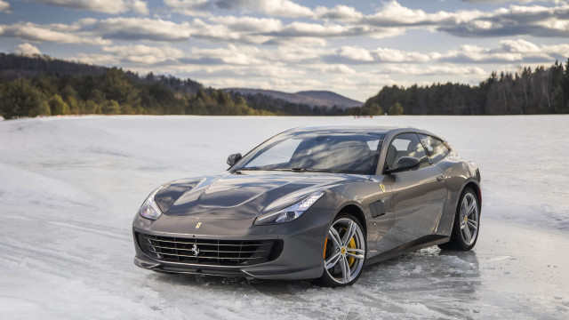 Silver car frozen lake trees free wallpaper for desktop - medium preview image