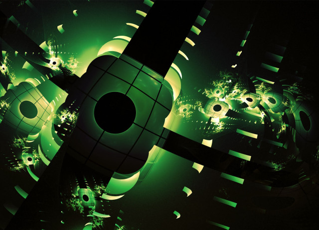 Green black abstract circular holes free wallpaper for desktop - medium preview image