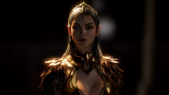 Fantasy woman golden armor wings free wallpaper for desktop - medium preview image