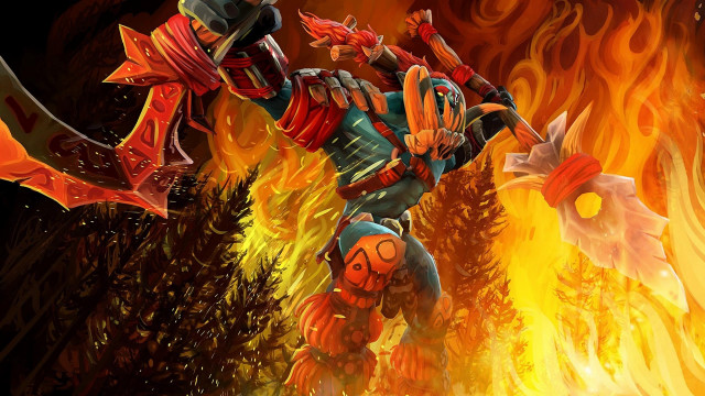 Cartoon character fire sword helmet free wallpaper for desktop - medium preview image