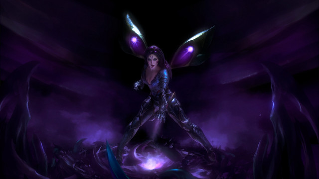 Purple woman wings fantasy concept free wallpaper for desktop - medium preview image