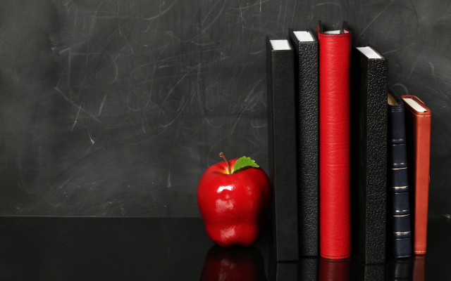 Red apple books chalkboard storybook free wallpaper for desktop - medium preview image