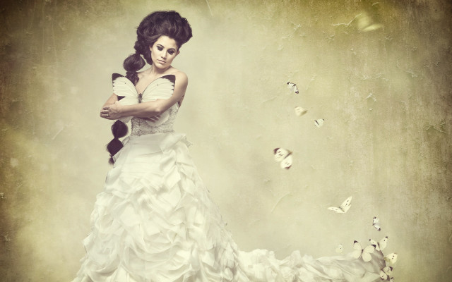 Woman butterflies beach gothic surreal free wallpaper for desktop - medium preview image