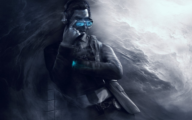 Man suit goggles gun blue free wallpaper for desktop - medium preview image