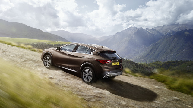Brown car dirt road mountains free wallpaper for desktop - medium preview image