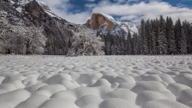 Snowy mountains forest lake rocks free wallpaper for desktop - medium preview image
