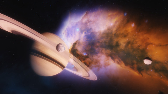 Saturn two satellites space stars #2 free wallpaper for desktop - medium preview image