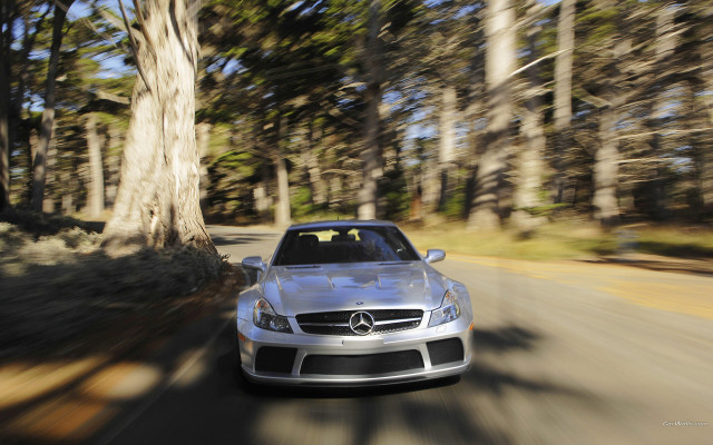 Silver car forest road motion free wallpaper for desktop - medium preview image