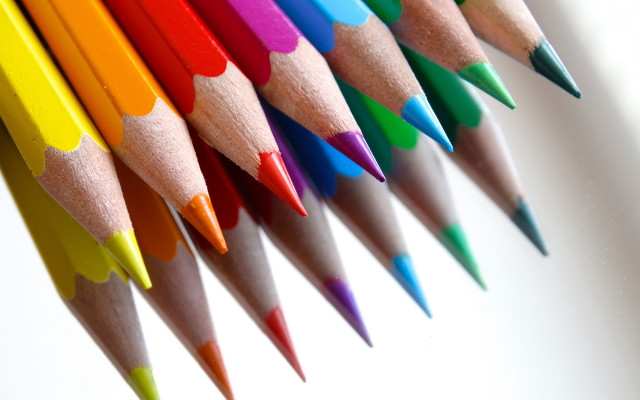Colored pencils row white background free wallpaper for desktop - medium preview image