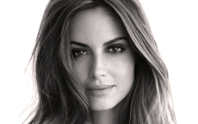 Woman longhair smile blackandwhite portrait free wallpaper for desktop - medium preview image