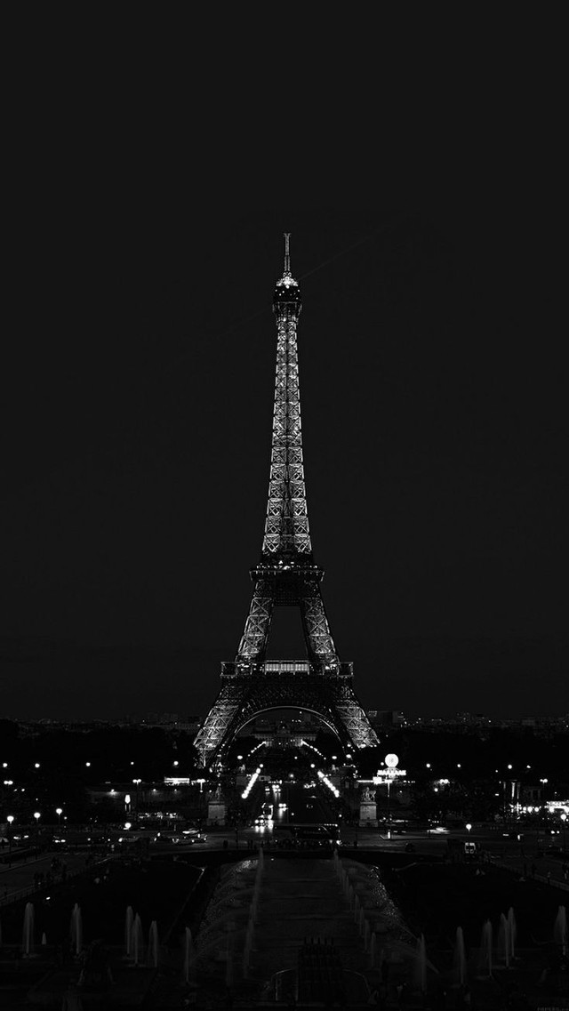 Eiffel tower night black white free wallpaper for mobile - medium preview image