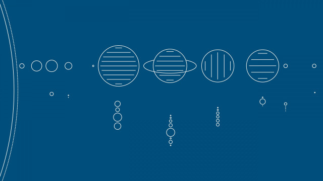 Blue background planets line drawing free wallpaper for desktop - medium preview image