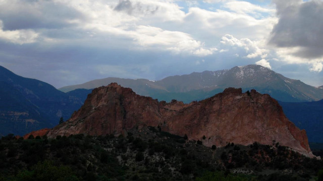 Mountain range clouds trees horizon free wallpaper for desktop - medium preview image