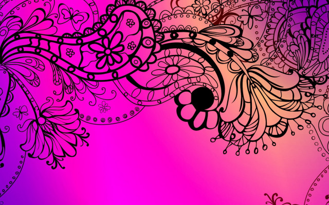 Purple pink floral pattern black free wallpaper for desktop - medium preview image