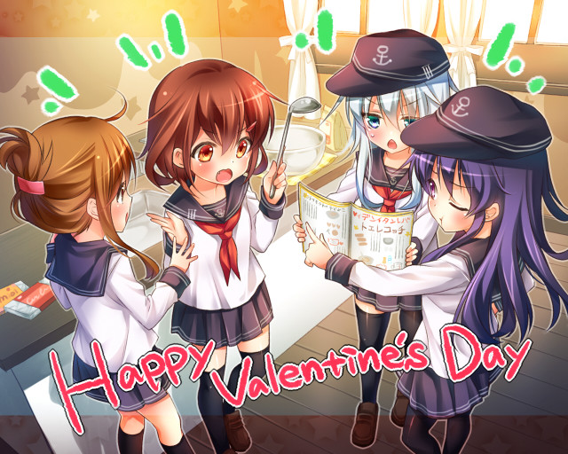Valentines day girls akatsuki hibiki free wallpaper for desktop - medium preview image