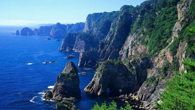 Mountain lake sunset forest bridge free wallpaper for desktop - medium preview image