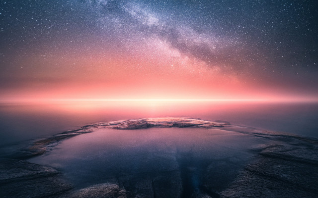 Night sky stars island mystical free wallpaper for desktop - medium preview image