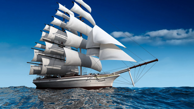 Sailboat ocean sunny day clouds #3 free wallpaper for desktop - medium preview image