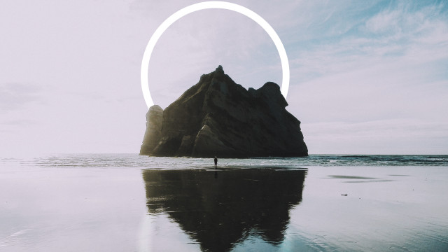 Beach person ring mountain sky free wallpaper for desktop - medium preview image