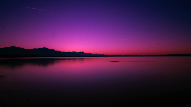 Purple pink sunset lake mountains free wallpaper for desktop - medium preview image