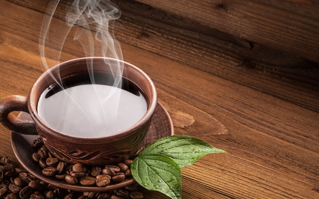 Coffee steam coffee beans wooden free wallpaper for desktop - medium preview image