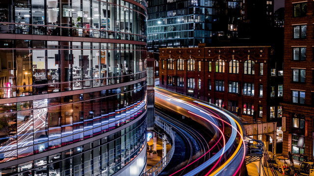 Tokyo night light trails architecture free wallpaper for desktop - medium preview image