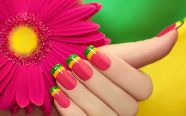 Woman hand pink flower yellow #2 free wallpaper for desktop - medium preview image