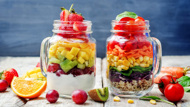 Food jars fruit vegetables dessert free wallpaper for desktop - medium preview image