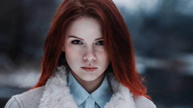 Elina karimova red hair winter free wallpaper for desktop - medium preview image