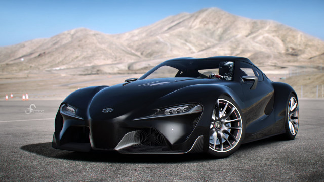 Black sports car mountains blue free wallpaper for desktop - medium preview image