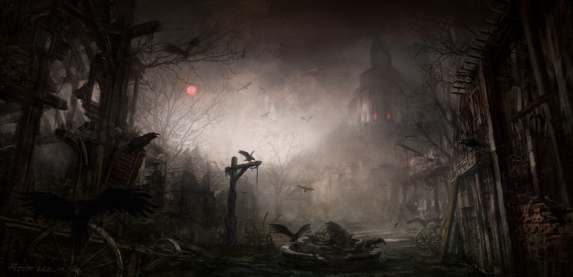 Creepy forest cross light bastien free wallpaper for desktop - medium preview image