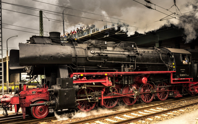 Train smoke dieselpunkt precisionism digital free wallpaper for desktop - medium preview image
