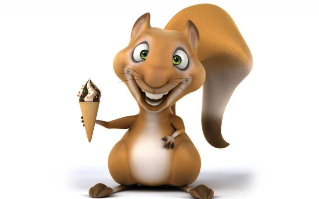 Cartoon squirrel icecream smile greeneyes free wallpaper for desktop - medium preview image
