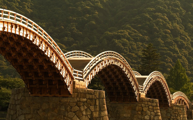 Bridge river mountain architecture japan free wallpaper for desktop - medium preview image