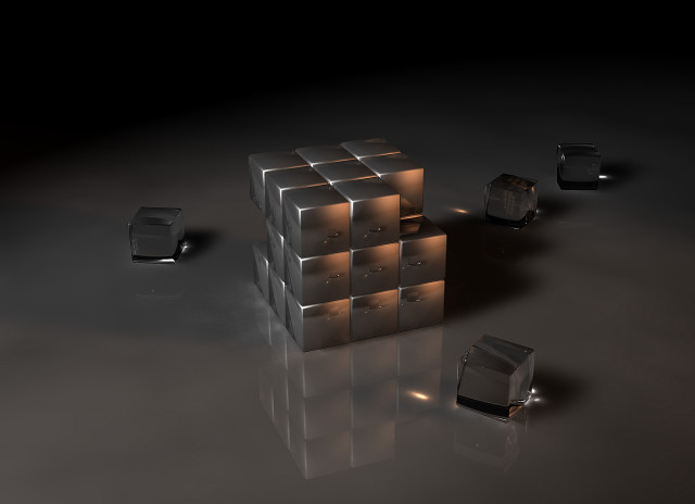 Cubes table lightbulb wallclock interior free wallpaper for desktop - medium preview image