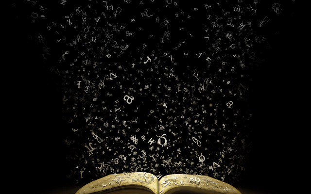 Book letters table black background free wallpaper for desktop - medium preview image