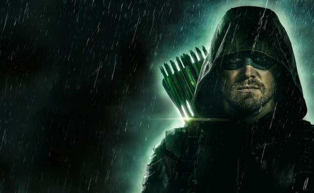 Man hooded archer rain green free wallpaper for desktop - medium preview image