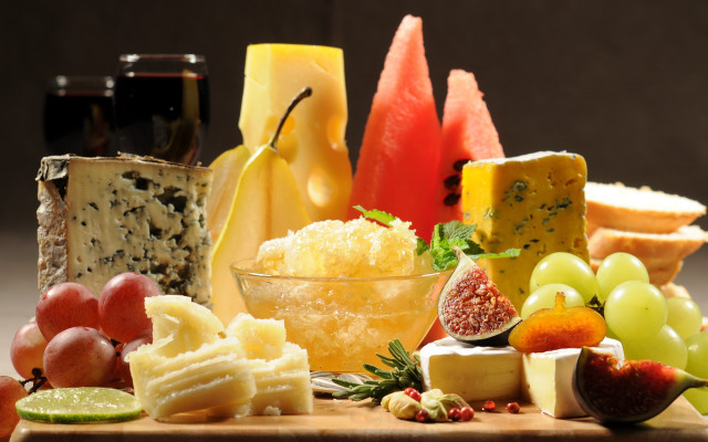 Cheese fruits wine stilllife cubism free wallpaper for desktop - medium preview image