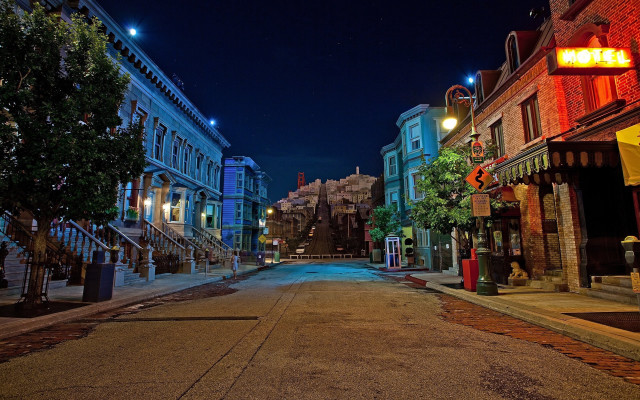 Night street city lights tokyo free wallpaper for desktop - medium preview image