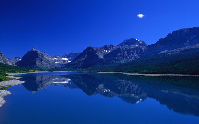 Mountain range reflection lake moon free wallpaper for desktop - medium preview image