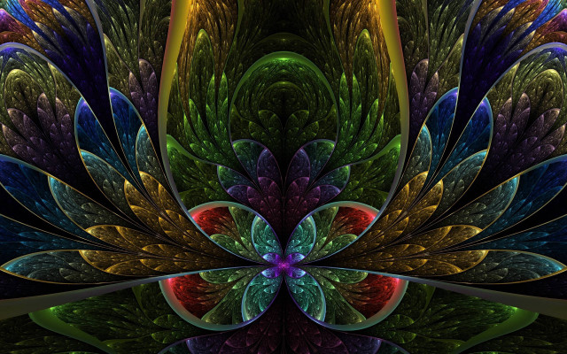 Colorful abstract flower psychedelic fractals free wallpaper for desktop - medium preview image