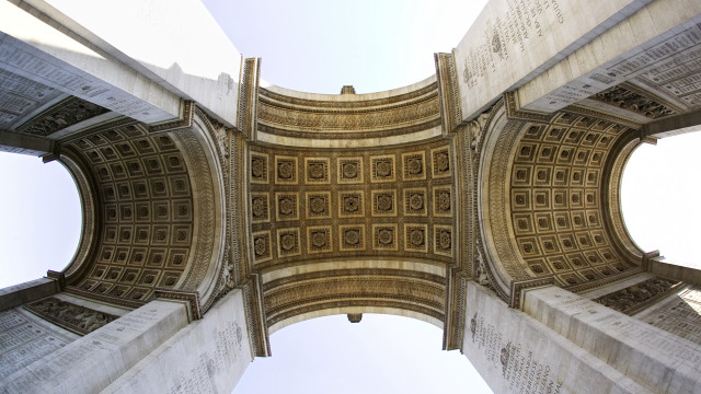 Ceiling view building bridge clock free wallpaper for desktop - medium preview image