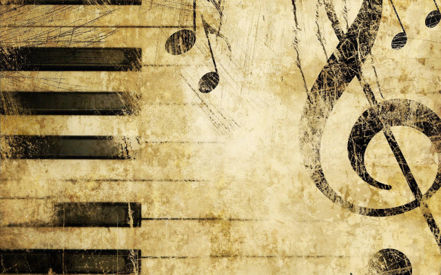 Grungy piano musical notes european free wallpaper for desktop - medium preview image