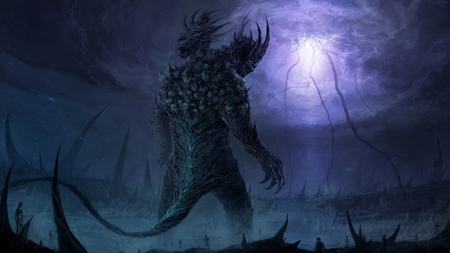 Eldritch forest creature moonlight purple free wallpaper for desktop - medium preview image