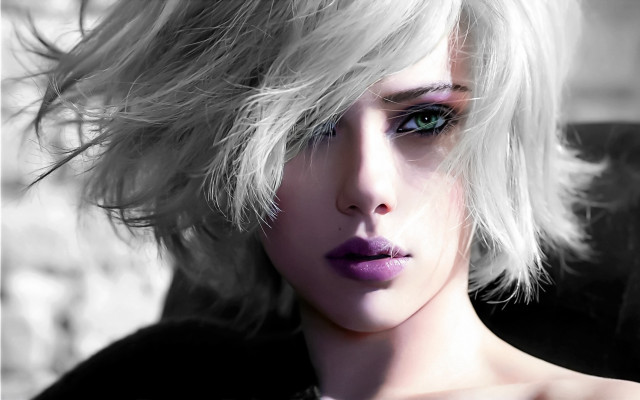 Whitehair purplelipstick seriouslook portrait snow free wallpaper for desktop - medium preview image