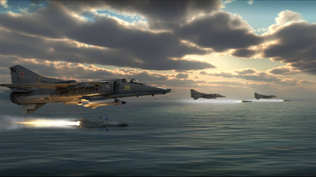 Fighter jets over ocean cloudy free wallpaper for desktop - medium preview image