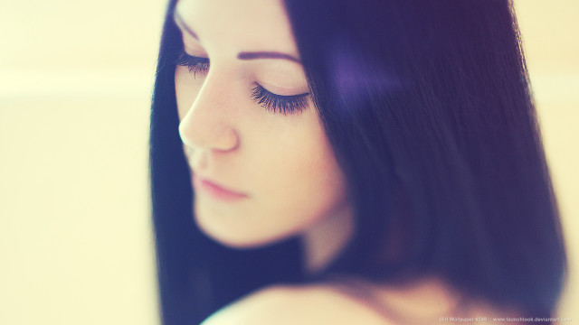 Woman black hair black eyeliner free wallpaper for desktop - medium preview image